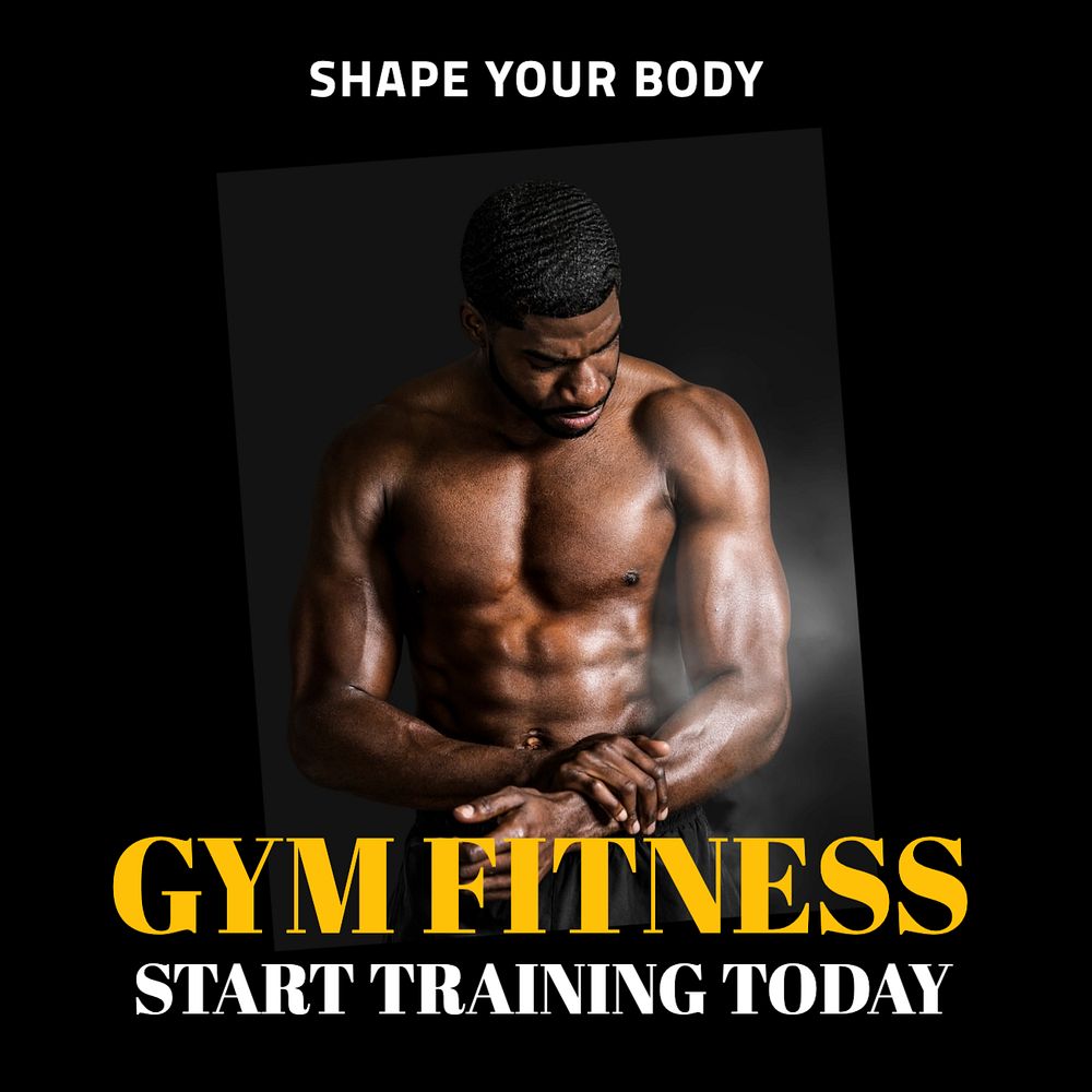 Gym fitness Instagram post template, editable text