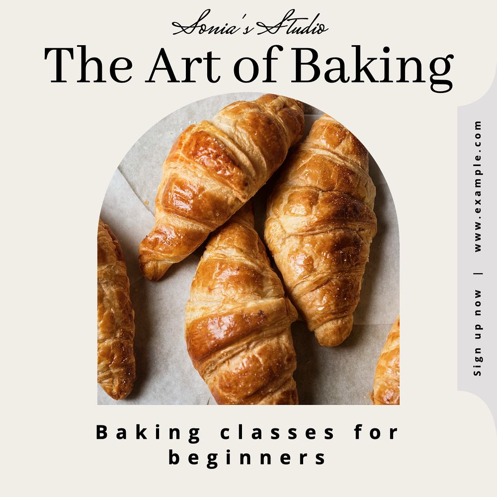 Baking class Instagram post template, editable text