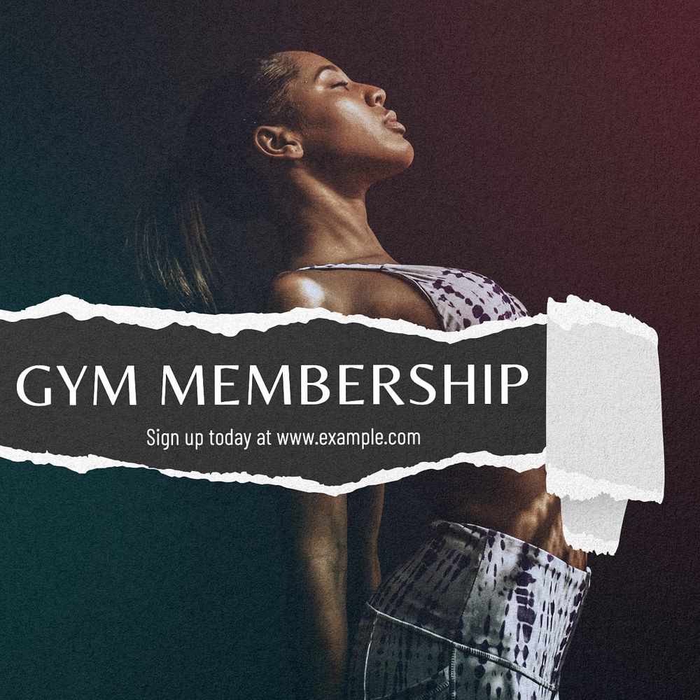 Gym membership Instagram post template, editable text