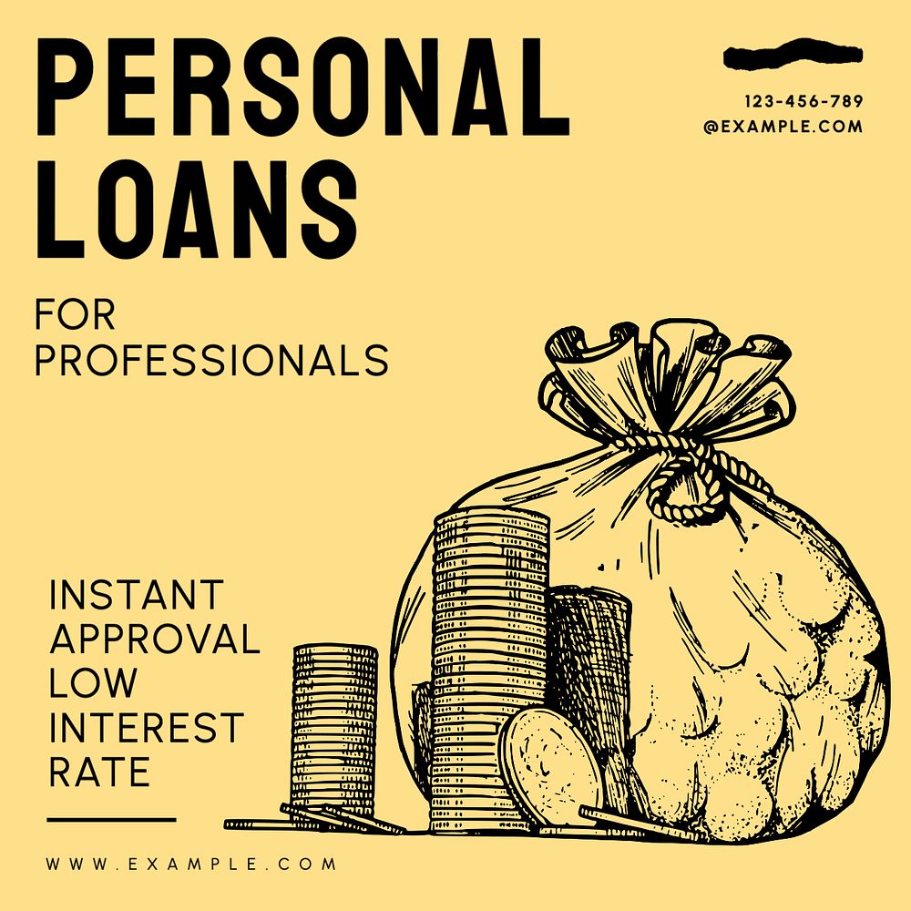 Personal loans Instagram post template, editable design