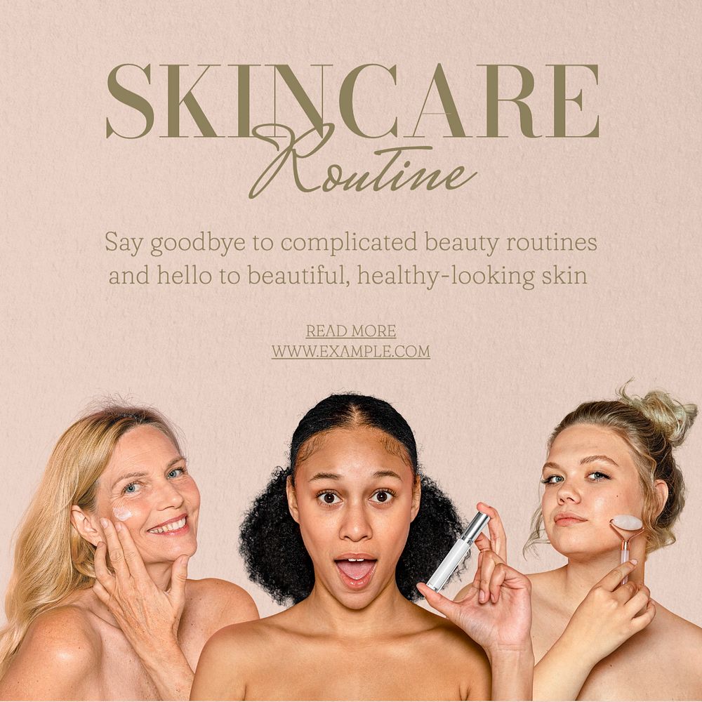 Skincare routine Instagram post template, editable text