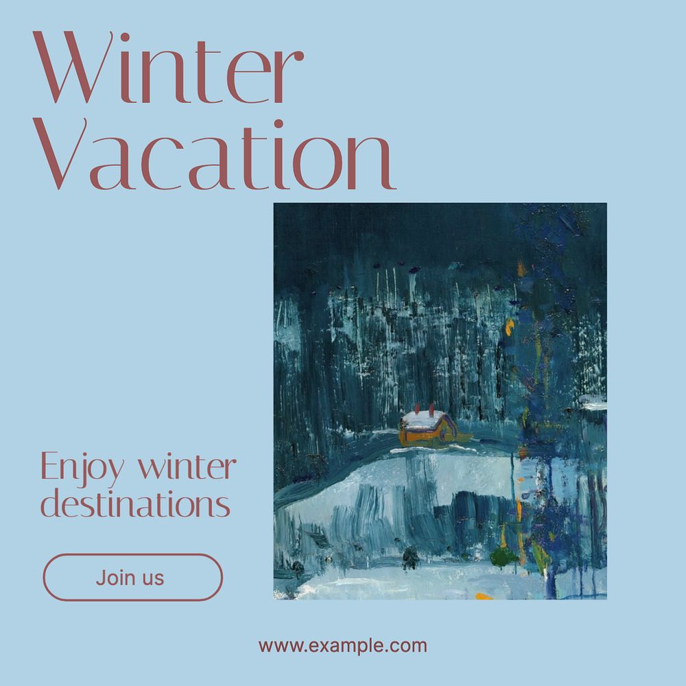 Winter vacation  Instagram post template, editable text