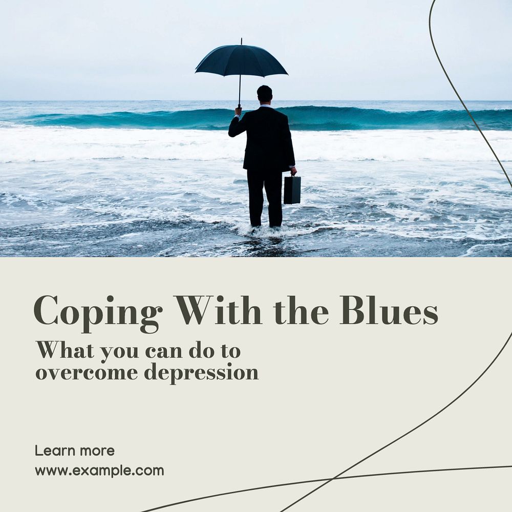 Overcoming depression Instagram post template, editable text