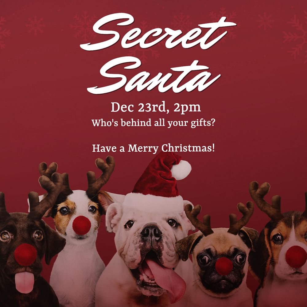 Secret santa Instagram post template, editable text