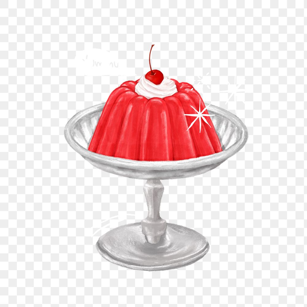 Red jello pudding, dessert png illustration, editable design