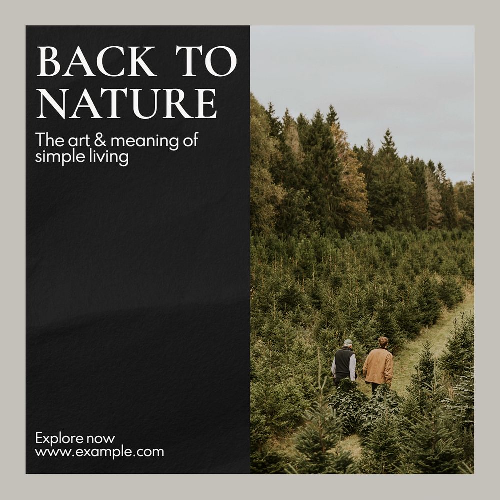 Nature & simple life Instagram post template, editable text