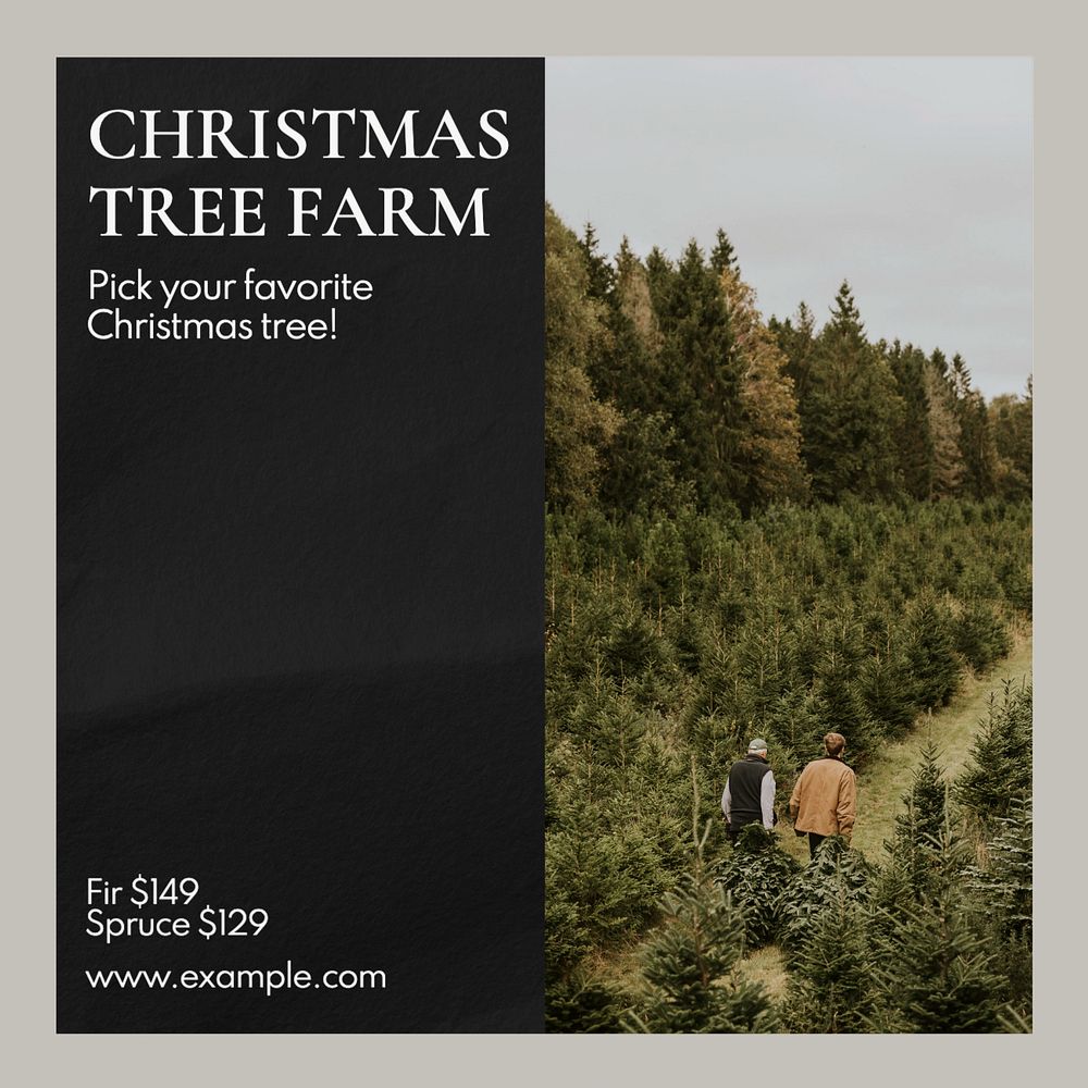 Christmas tree farm Instagram post template, editable text