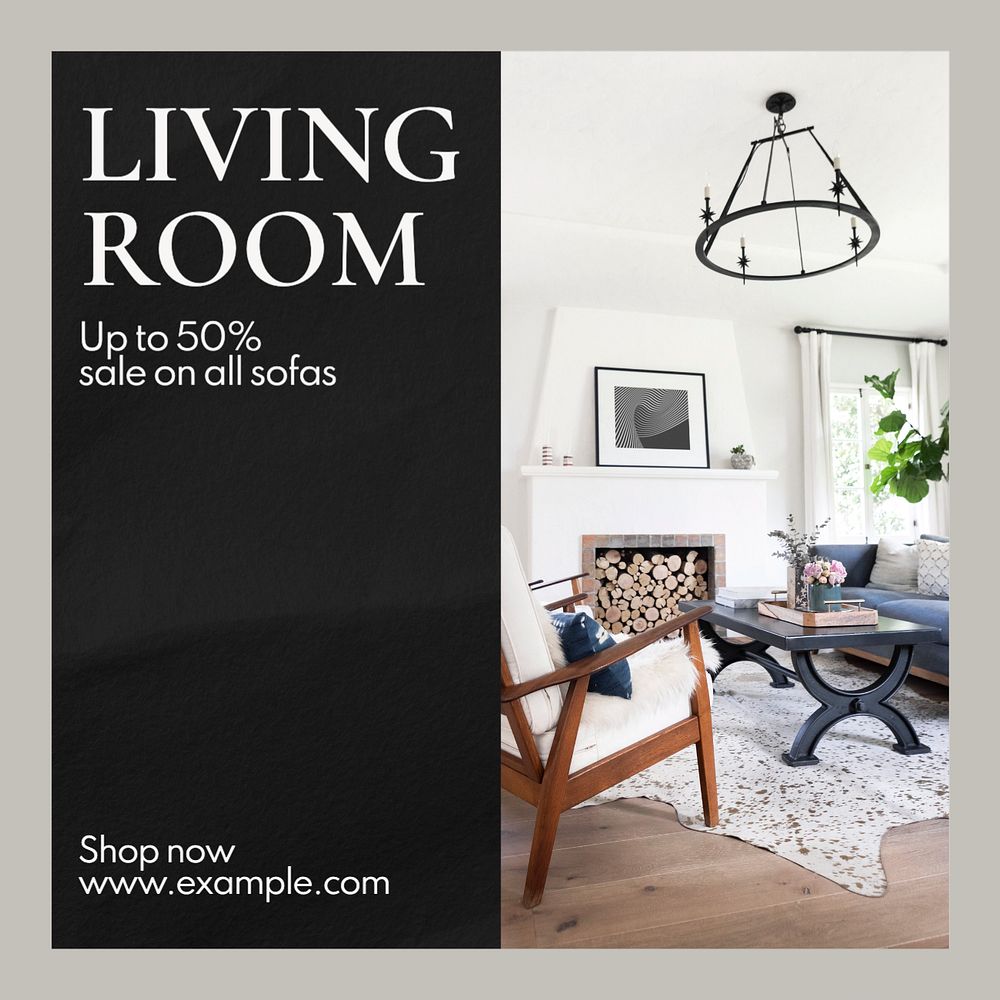 Furniture sale Instagram post template, editable text