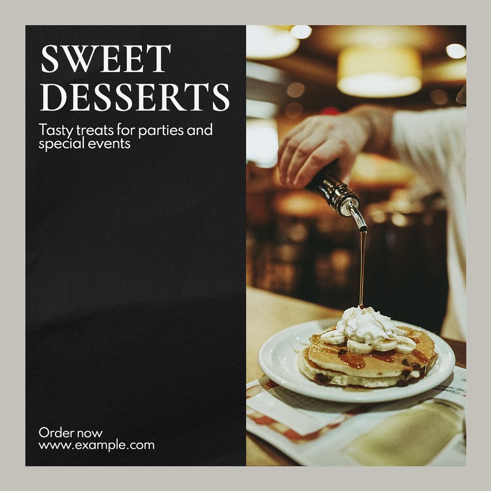 Sweet desserts Instagram post template, editable text