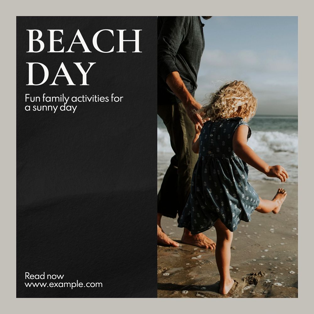 Beach day Instagram post template, editable text