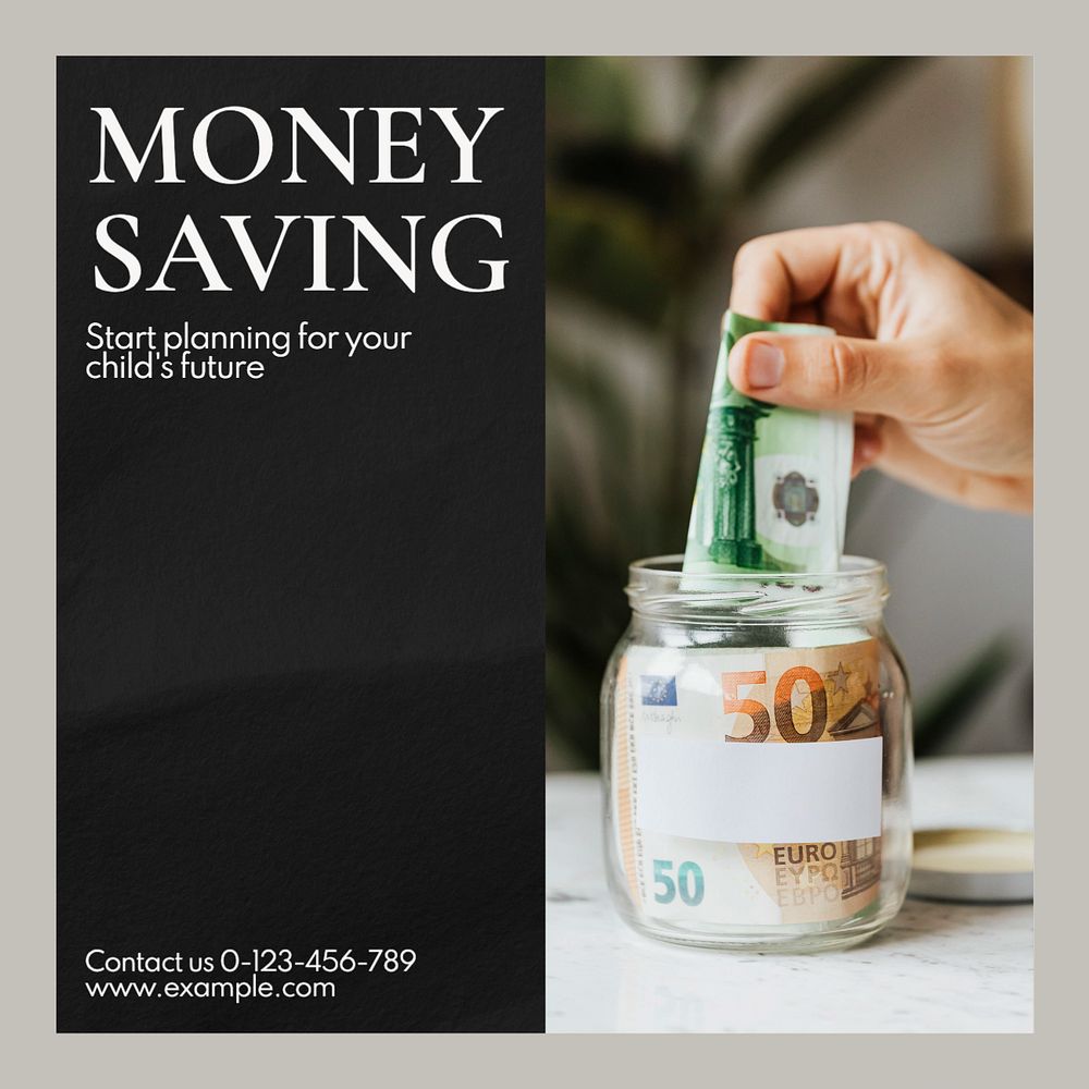 Saving money Instagram post template, editable text