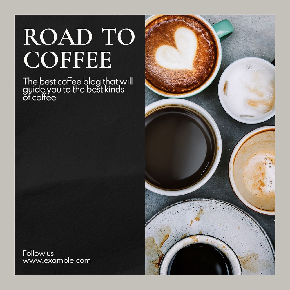 Coffee blog Instagram post template, editable text