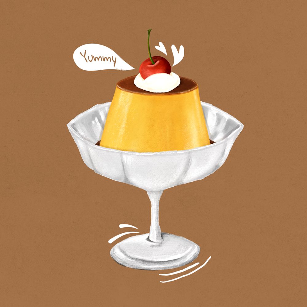 Custard pudding, dessert illustration, editable design