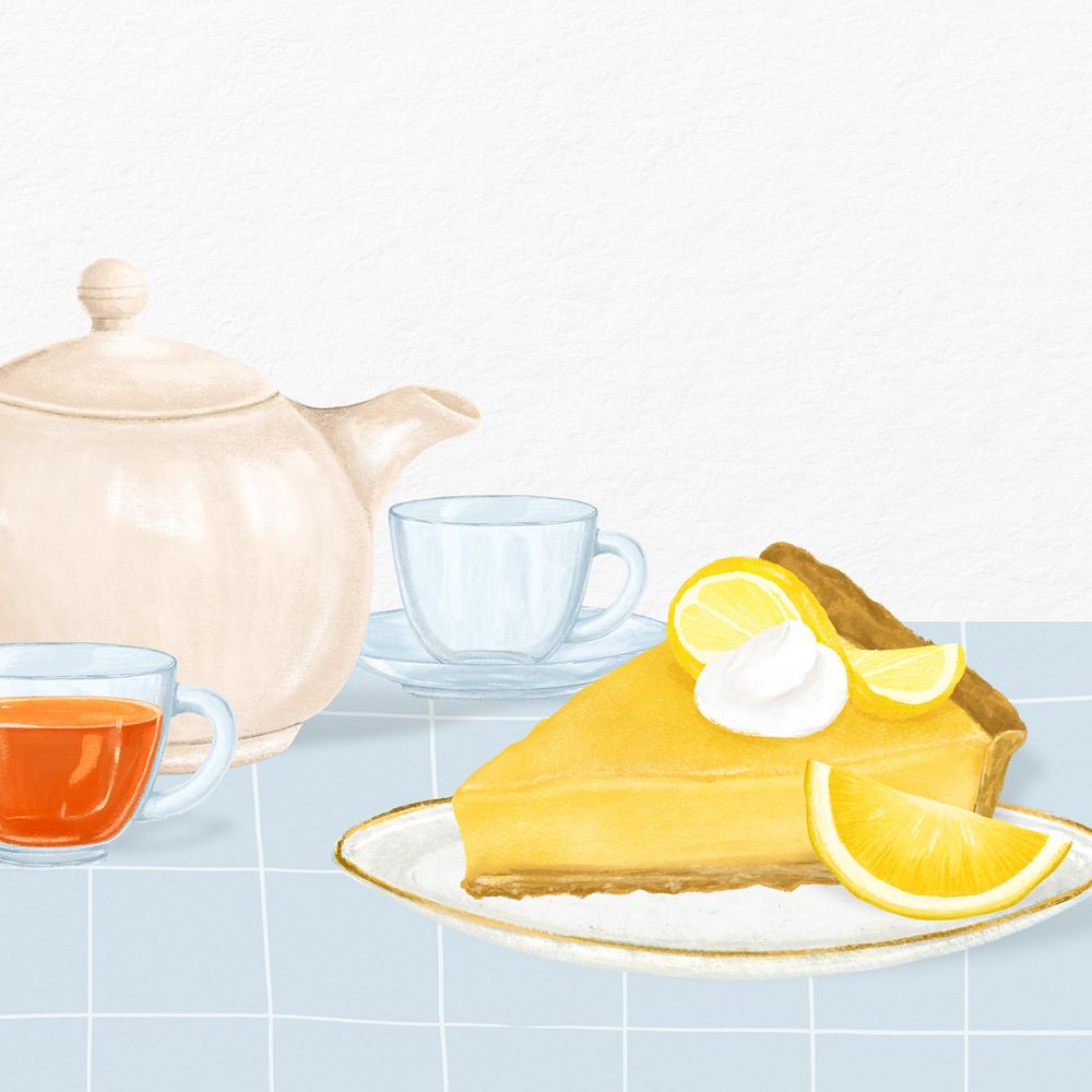 Lemon cheesecake background, dessert illustration, editable design