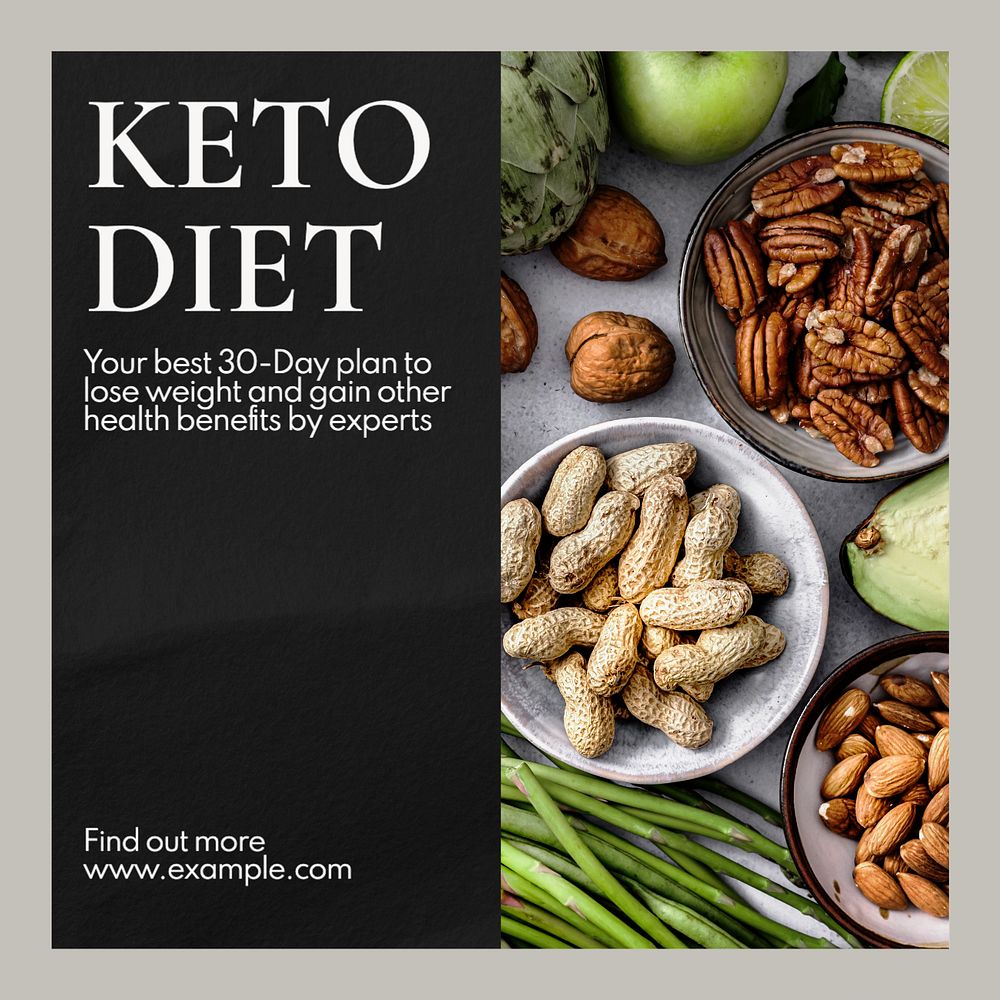 Keto diet Instagram post template, editable text