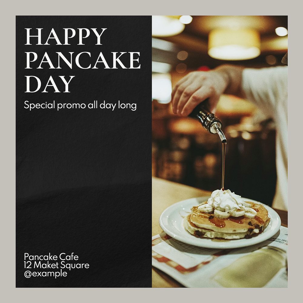 Pancake day Instagram post template, editable text