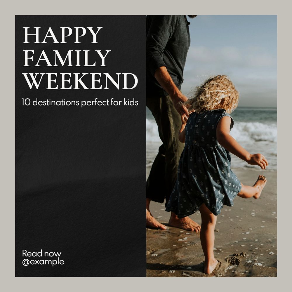 Happy family weekend Instagram post template, editable text