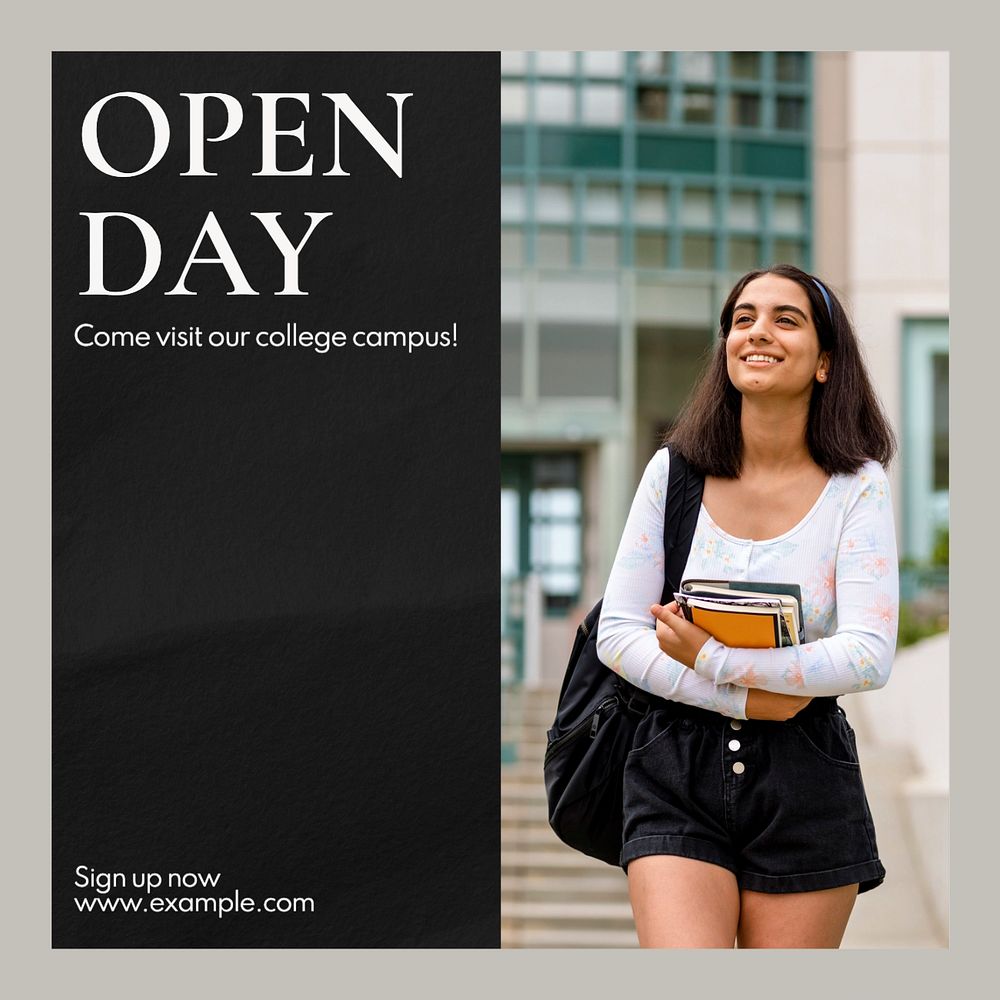 College open day Instagram post template, editable text