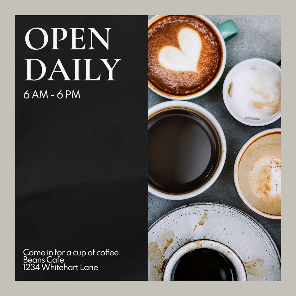 Open daily Instagram post template, editable text