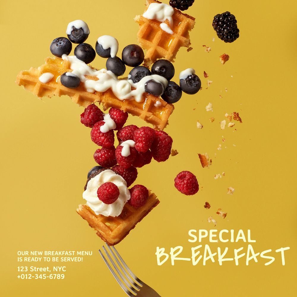 Special breakfast Instagram post template, editable text