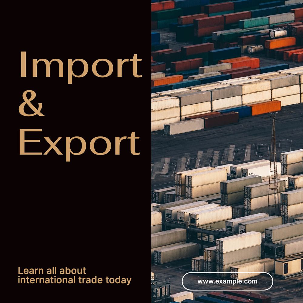 Import & export trade  Instagram post template, editable text