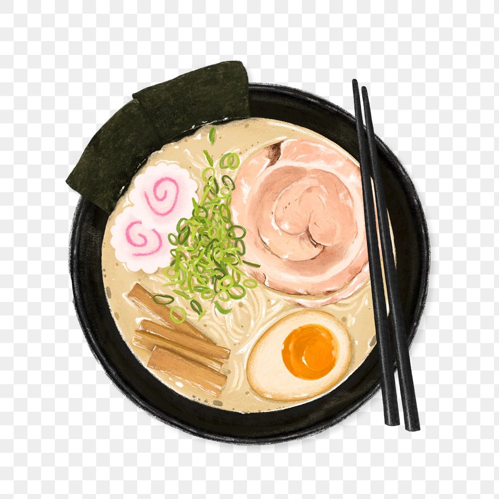 Ramen noodle, Japanese food png illustration, editable design