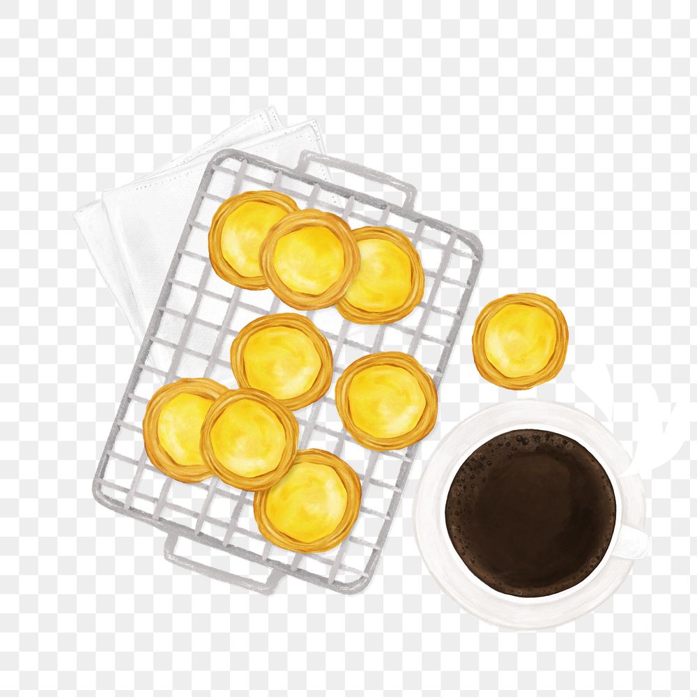 Homemade egg tarts, baking png illustration, editable design