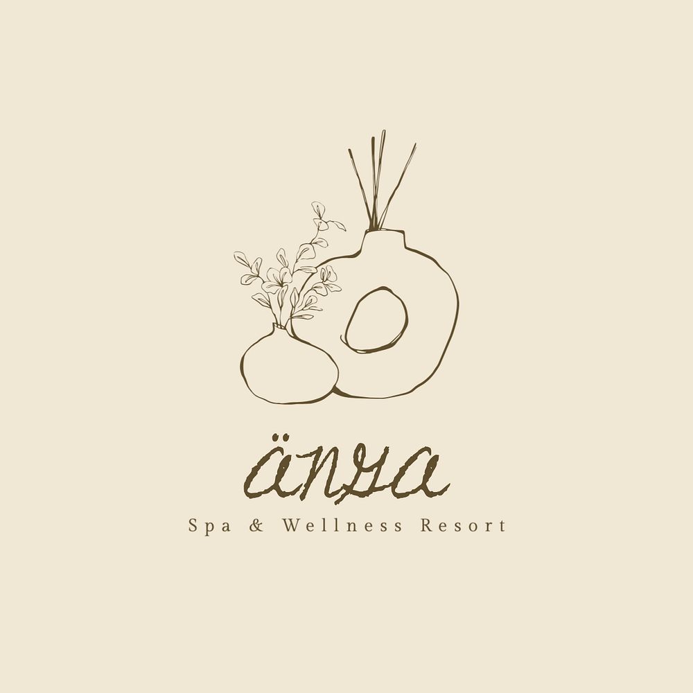 Spa & wellness resort logo template, editable text