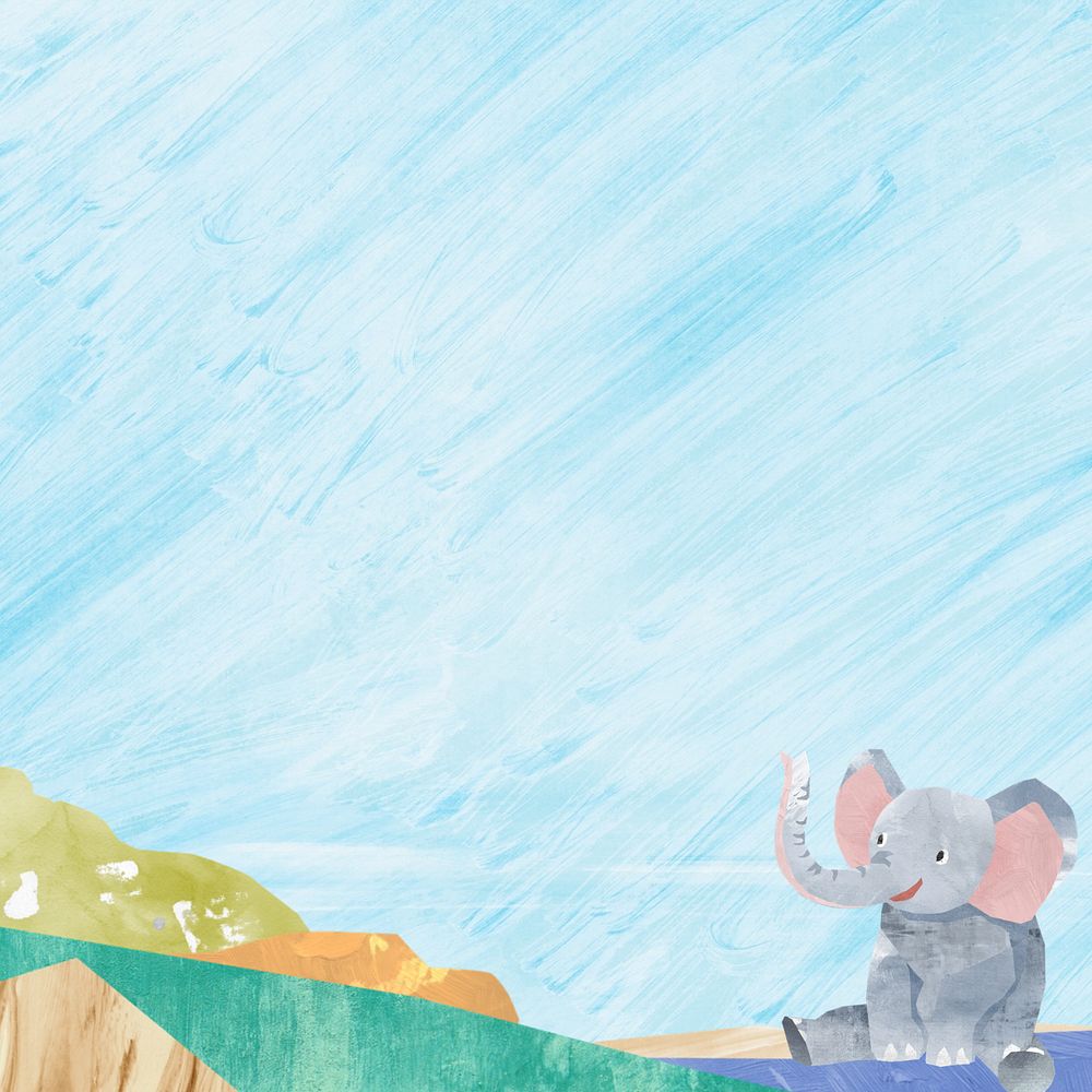 Cute elephant background, paper craft landscape, editable design