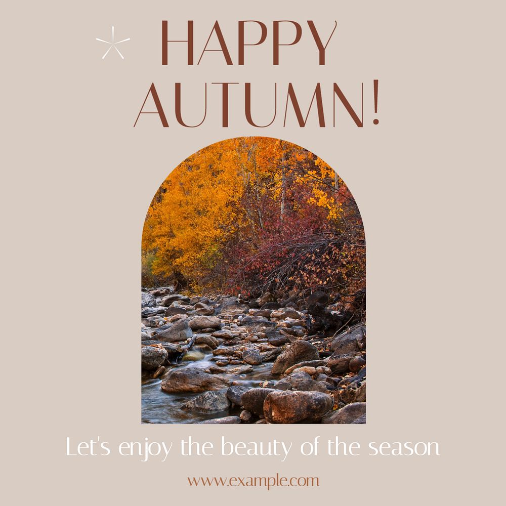 Happy autumn Instagram post template, editable text