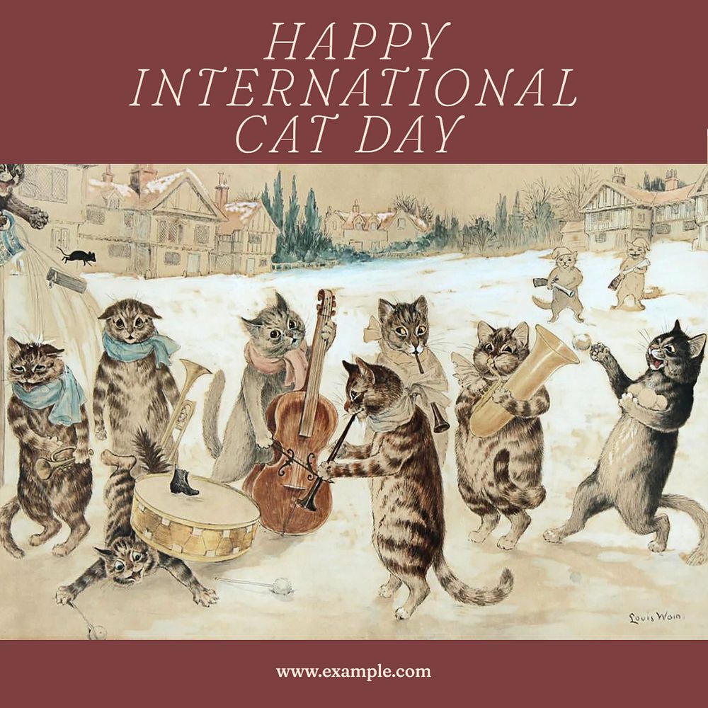 Cat day Instagram post template, editable text