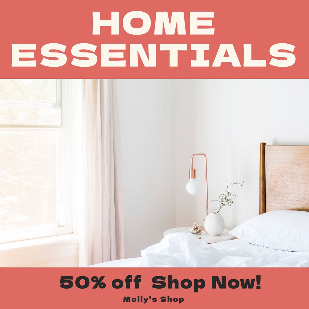 Home essentials sale Instagram post template, editable text