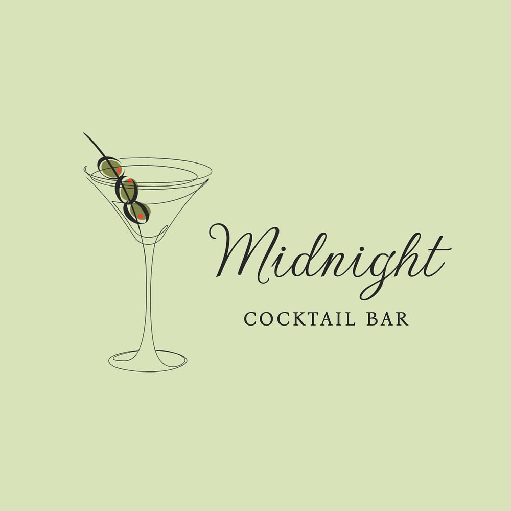 Cocktail bar logo template, editable text