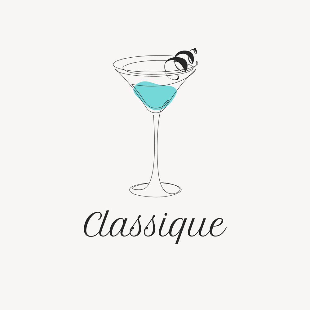 Cocktail logo template, editable text