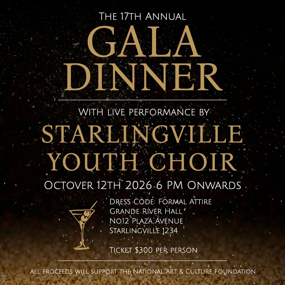 Gala dinner Instagram post template, editable text