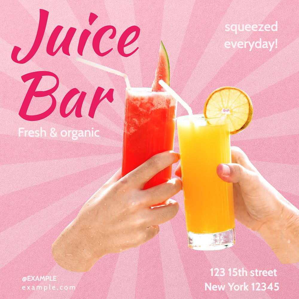 Juice bar Instagram post template, editable text