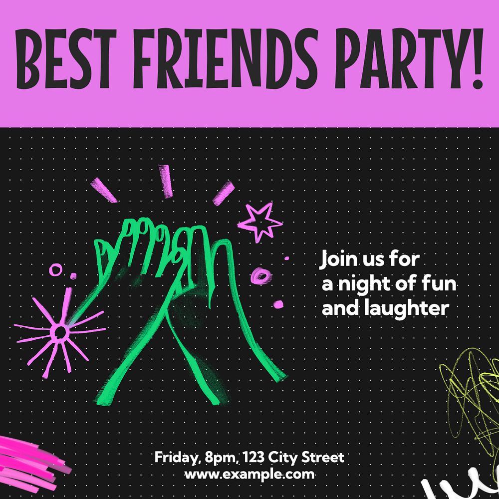 Best friends party Instagram post template, editable text