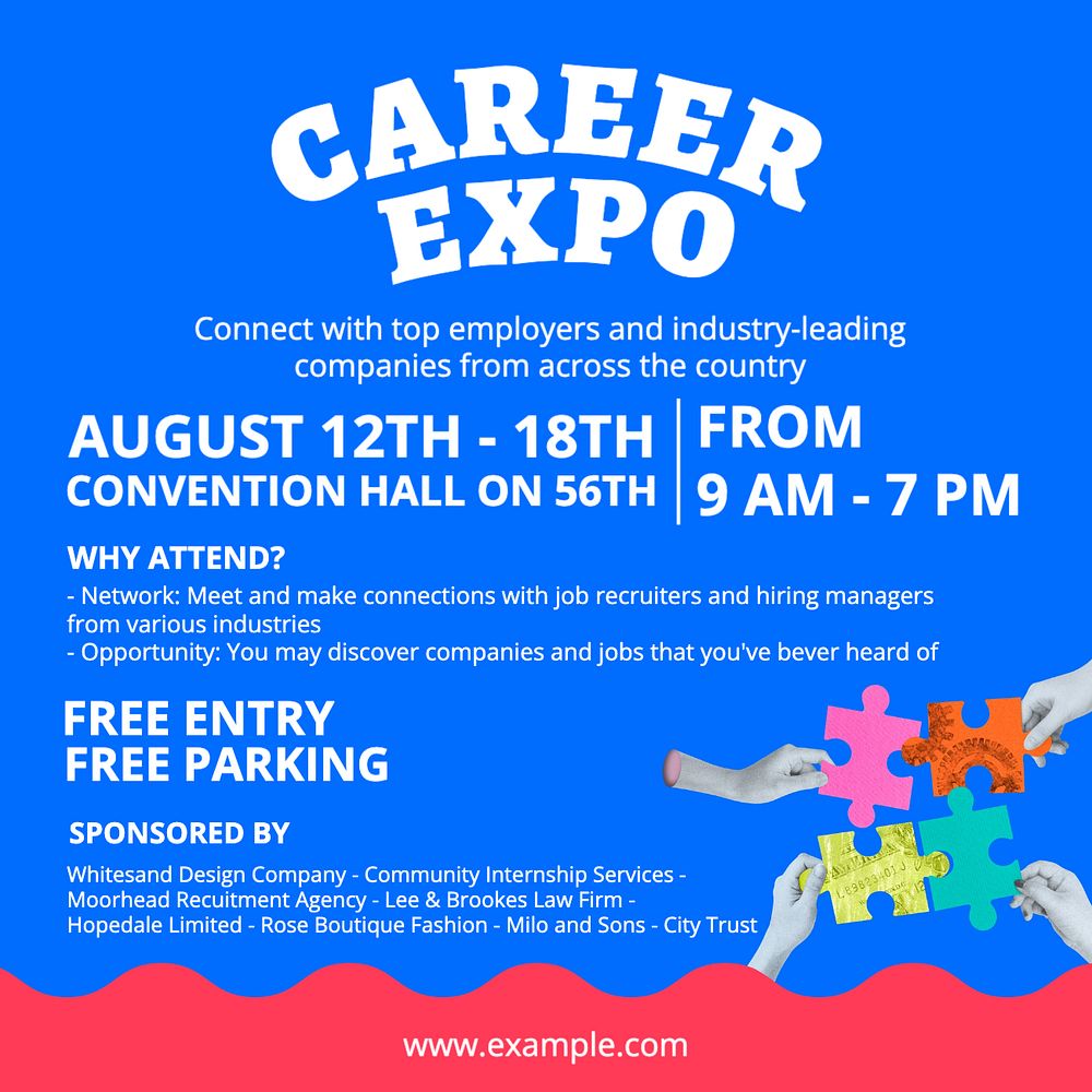 Career expo Instagram post template, editable text