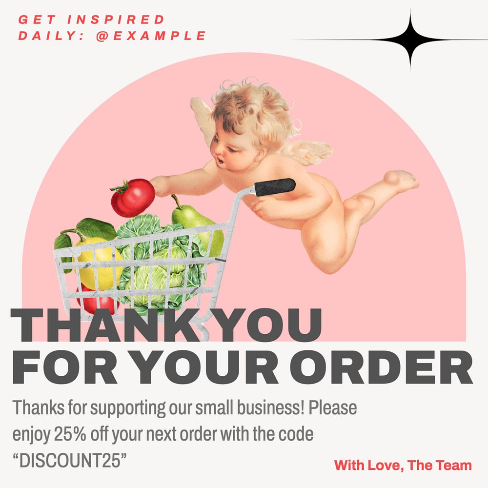 Thank you for your order Instagram post template, editable text