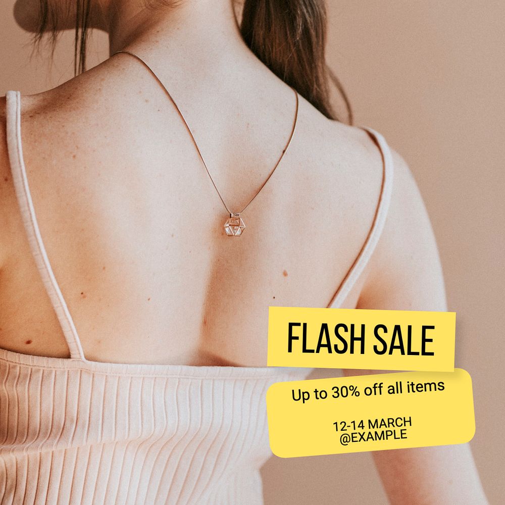 Flash sale Instagram post template, editable text