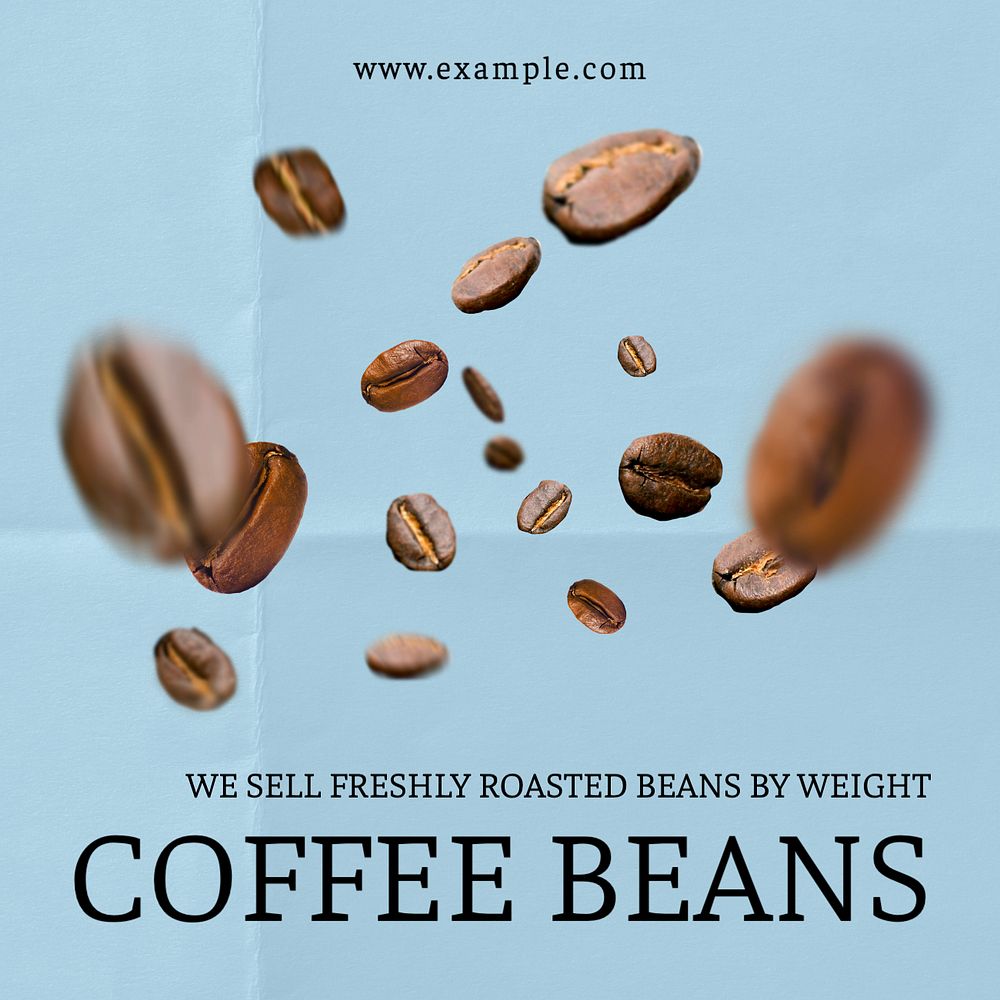 Coffee beans  Instagram post template, editable text