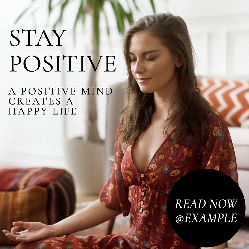 Stay positive Instagram post template, editable text