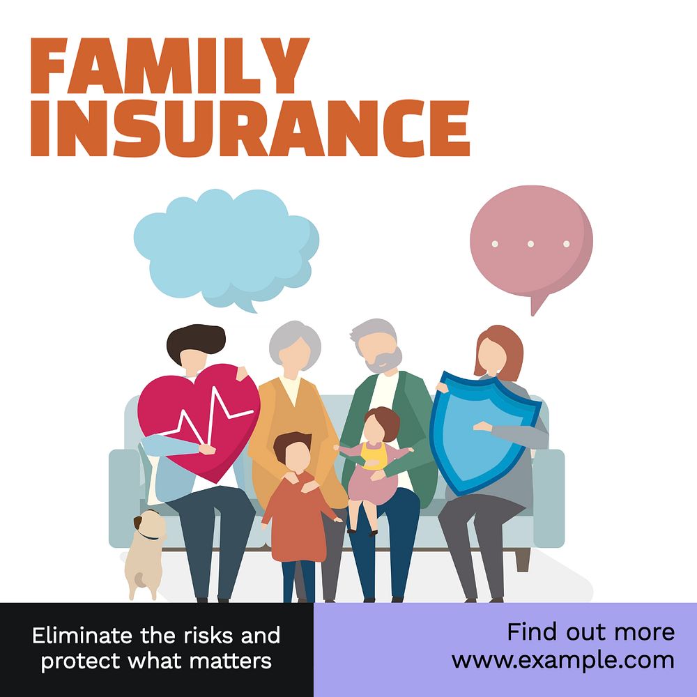 Family insurance  Instagram post template, editable text