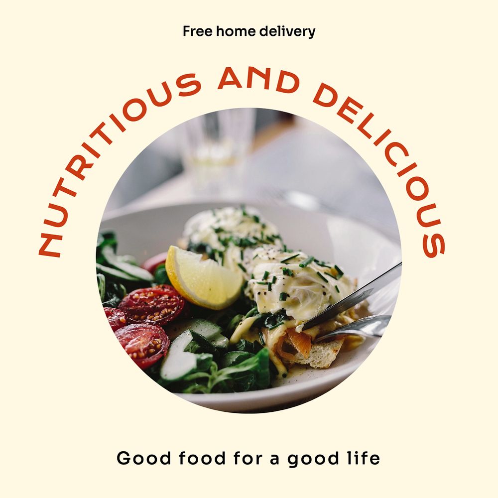 Food ad Instagram post template, editable text