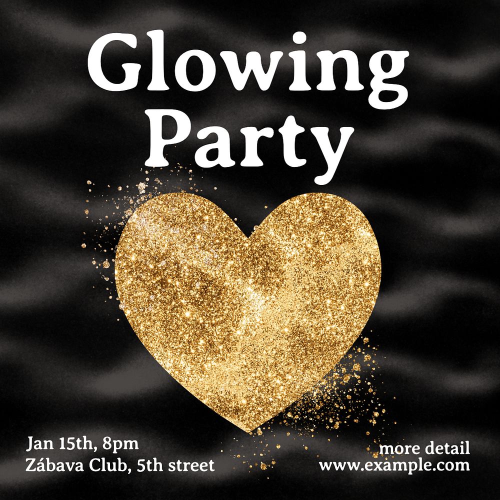 Glowing party Instagram post template, editable text