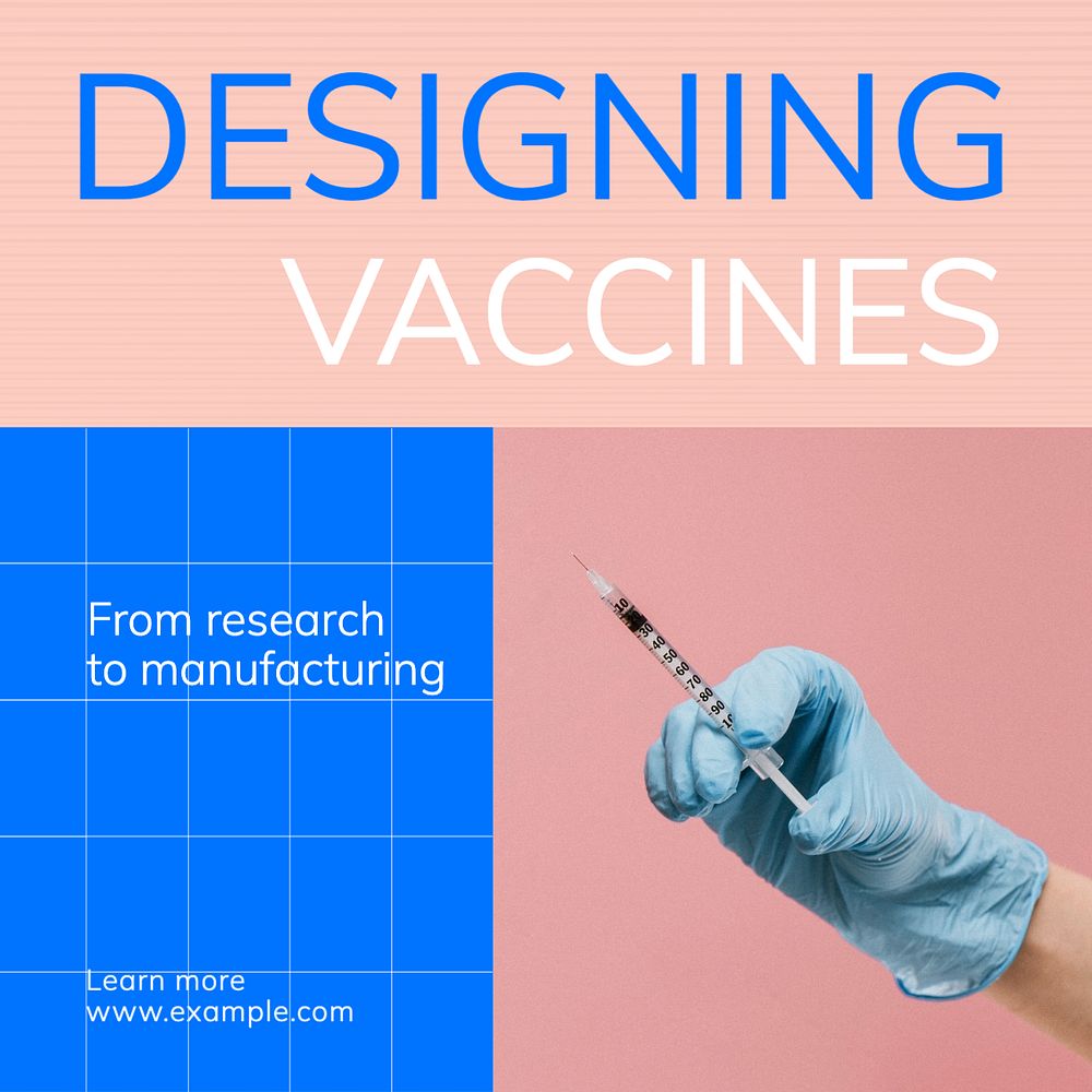 Designing vaccines Instagram post template, editable text