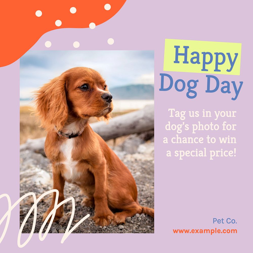 Happy dog day Instagram post template, editable text