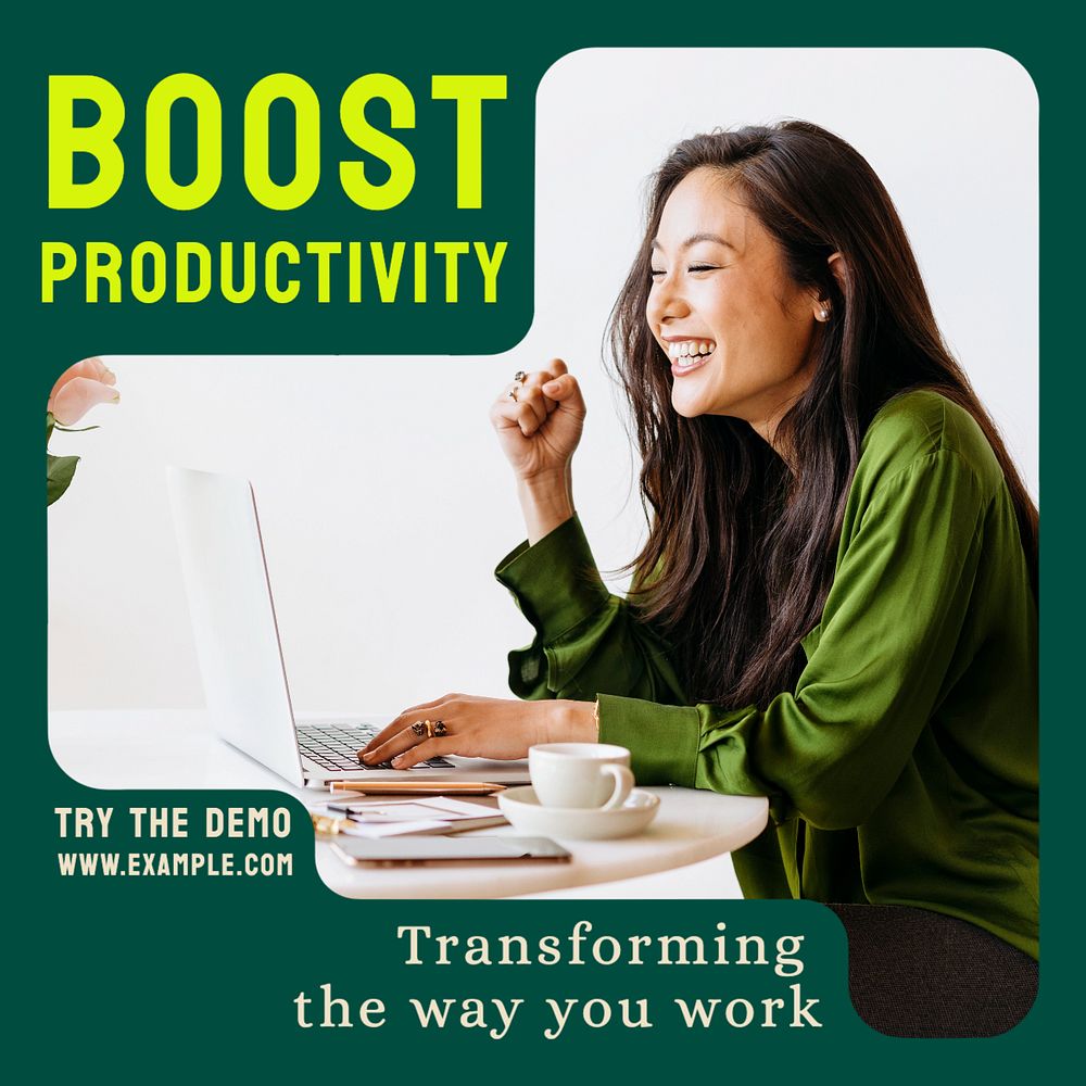 Boost productivity Instagram post template, editable text