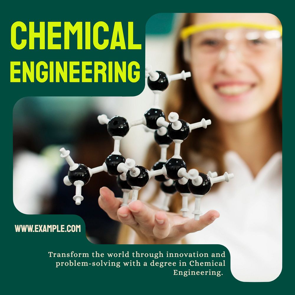 Chemical engineering Instagram post template, editable text