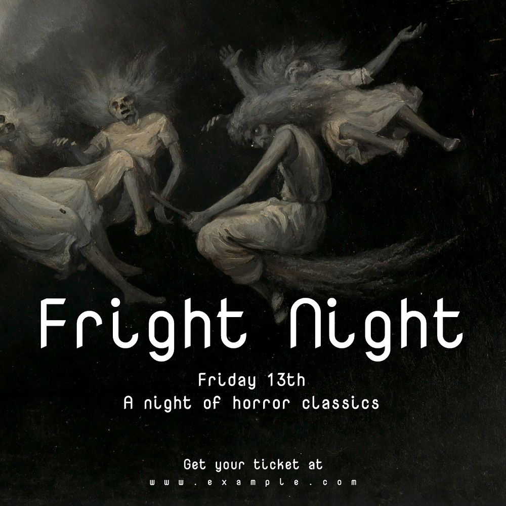 Fright night Instagram post template, editable text